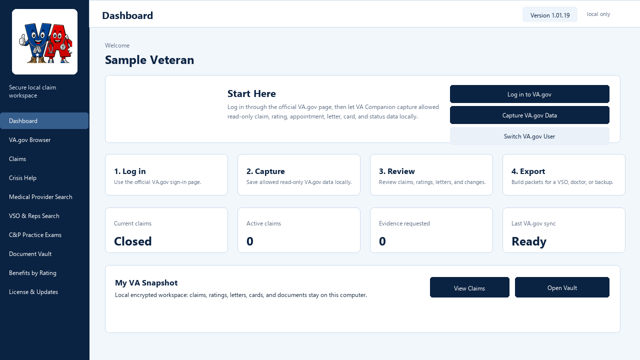 VA Companion dashboard command center capture
